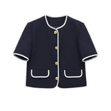 Spring New Short-Sleeved Knitting Top 8507595 High-Waisted Straight Trousers 8316595
