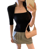 High-Level Korean Chic Chic Chic Collar Five-Sleeved T-Shirt For Women's Summer 2026 New Design Top