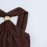 Women's Dress Women's Gold Trim Hanging Neck Knitting Top