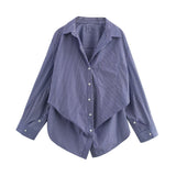 Autumn New Bat Sleeve Loose Striped Shirt 3067105