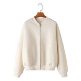 Zippered Bomber Jacket-Style Tunic 3399802 Loose High-Waisted Velvet Trousers 3199800