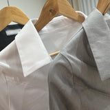 Korean Temperament Gray Shirt Female Button Open Shirt Regular Slimming Casual Top