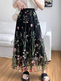 French Net Yarn Skirt Dress Fairy Dress Heavy Lace Embroidered Yarn High Waist Thin 100 Folds Skirt