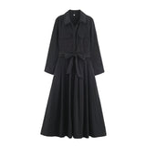 Autumn New Series Of Mandectural Shirt-Style Belt Dress 8622654