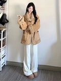 Two Sides Wearing Fur Lamb Wool Coat Women's New Han Velvet Thick High-End Locomotive Cotton Suit