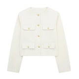 Autumn New Clip Round Collar Short Jacket 3046278