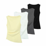BSK&TRAF Women's Clothing 2025 Summer 2025 New Multi-Colored Folded Asymmetric Collar Collar Blouse 4424311