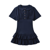 BSKI&TRAF Women's Clothing 2025 Winter New Fashion Lotus Leaf Side Shoulder-Sleeve Doll Collar Dress