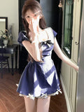 Rich Family Pure Desire High-End Doll Collar Dress Temperament Thin Sweet Bow Knot Waist Lace Skirt