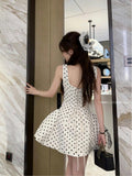 Wave Point Tied Dress Women 2026 Spring High-End Sweet And Spicy Back To The Waist Show Thin Fluffy Slings Short Skirt Tide