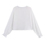 Spring New Simple Set Hollow Embroidery Short Shirt 8741022