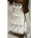 Korean Cream Style Sweet Lace Splicing Skirt Women Autumn And Winter Plus Thick A Word Plus Plus Plus Plus Plus Long Skirt