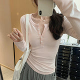 2025 Korean Unique And Beautiful Small Long-Sleeved T-Shirt Girl Early Spring New Hot Girl Put On The Bottom Shirt Top