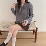 Blossoms With Round Collar Knitted Sweater Spring And Autumn Women's Casual Knitted Knitted Jersey Long Sleeve Tide