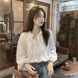 Spring Korean Bubble Shirts Small New 2025 Summer Summer Chiffon Shirt Women's Little Ocean