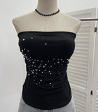 Hot Diamond Splicing Lace-Back Strapped Braided Braided Braided Brae Folded Bra Sleeveless Top 1196