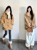 Two Sides Wearing Fur Lamb Wool Coat Women's New Han Velvet Thick High-End Locomotive Cotton Suit