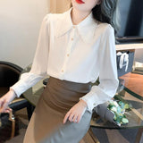 Spring Dress 2025 New Female Collar White Shirt Female Niche Design Shirt Loose Casual Blouse