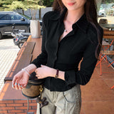 Korean Niche Does Not Hit The White Long-Sleeved T-Shirt Girl 2025 Spring New Design Sense Niche Bottom Shirt