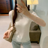 This Year's Popular Pit Strip Round-Neck Short-Sleeved Knitted Shirt Women 2025 Summer New Beautiful Summer Inside And Outside To Wear Clothes