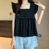 French Collar With Sweet Shirt Round Collar New Summer Retro Design Feeling Thin Short Doll