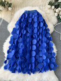 Three-Dimensional Flower Half-Dress Woman 2025 New Medium And Long Fairy Skirt High-Waisted Temperament Mesh Dress