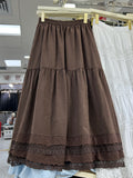 Design Layer Splicing Lace Lace Skirt Dress Half Skirt Women's Autumn And Winter New High-Waisted A-Shaped Skirt
