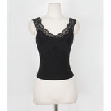 New Lace Lace V-Neck Cross-Dressed Slime Vest Sling Female Tight Bosom Show Body On The Back