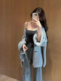Korean Candy Color Lazy Lantern Knitted Sweater Coat Women's Autumn And Winter New Loose Soft Open-Door Sweater Top