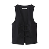 Spring New Bow Trim V-Neck Elastic Repair Body 3067041