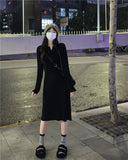Pit-Knitted Dress With Coat Women's Autumn And Winter Small In The Long Over-Knee Skirt Skirt