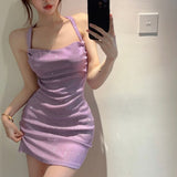 Exit Bare Back Strap Sling Skirt Pocket-In-Column Fashion Sexy Temperament Unique Thai Dress