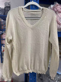 V-Neck Knitted Shirt Women's Clothing Design Sense Of Niche 2026 Spring And Autumn New Loose Lazy Style Long-Sleeved Sweater