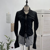 Spring And Autumn New ñÞÖåü]ÐÎ ïÎ Empty Tidal With Long-Sleeved Shirt Bow Collar Top 2776