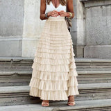2025 Summer Explosion Fashion Mesh Cake Half-Dressed Dress Woman
