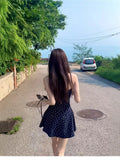 French Blue Floral Sling Dress Women's Summer 2025 New Small Man Summer Wearing A High-End Short Skirt