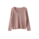Good Quality Autumn New French Simple Style Temperament Collar Slim Thin Long Sleeve Knitted Shirt For Women