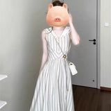 French Retro Navy Collar Striped Dress Women's Summer 2026 New Thin Temperament Vest Dress Design Sense