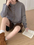 Autumn And Winter New Small Fragrant Wind Collar Showing Thin Soft Long Sleeve Top Casual Set Loose Multi-Buckle Knitting Top Tide