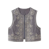 Autumn And Winter New Bead Embroidered Velvet Vest 6895268