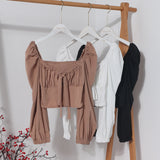 Telding Bow Collar Long Sleeve Shirt Short Umbilly Pure Lust Wind Shoulder Coat 8829