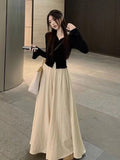 Tea Wear A Set Of Women's Early Autumn High-Grade Temperament Long-Sleeved Top Skirt Half-Dress Fashion Two Sets