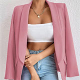 Explosion Women's Casual Fashion Loose Solid Color Temperament Commuting Collar Jacket Suit Spring And Autumn Coat