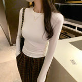 2026 Early Spring European Small Shirt In Autumn And Winter With Long-Sleeved T-Shirts Female Hautein Temperament Solid-Colored Cashmeet Bottom Shirt