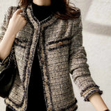 2025 Fall Dopamine Round Collar New Fragrant Coarse Flowers Side Coat Fashion Temperament Set Short Top
