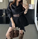 Korean Atmosphere Scarf Knitted Shirt Coat Women's New Lazy Style Thin Sweater