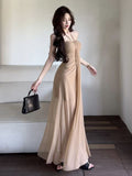 Pure Wind Hanging Neck Strap With Bra Dress Women's Holiday Atmosphere Green Mesh Dress Waist Temperament Long Dress