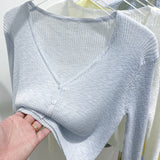 Bamboo Silk Knitted Jersey Short Coat Women's Summer Thin Bottom T-Shirt 2026 New Hoodie