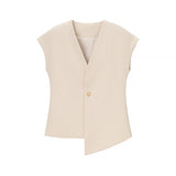 Summer New V-Neck Asymmetric Vest Simple Jump Trouser Suit