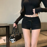 Low-Rise Thin Slacks Women Spring Suction Hot Pants Bag Hips Trousers Black Pants